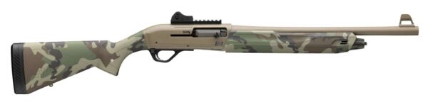 WINCHESTER SX4 DEFENDER SGA 12GA 3IN 18.5" BBL WOODLAND CAMO FDE  PIC RAIL 3 INV+ CT 4/RD