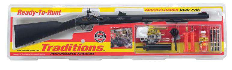 TRADITIONS REDI-PAK DEERHUNTER FLINTLOCK RBP 50 CAL 24 IN BLUED BBL BLK SYN W ACC`S ( 3 PER CASE )