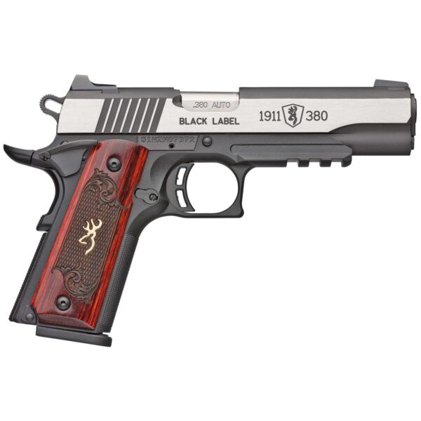 BROWNING 1911 380 MEDALLION PRO HGA 380 ACP 3-5/8IN BBL RAIL SS/BLACK WOOD GRIPS 8/RD MAG