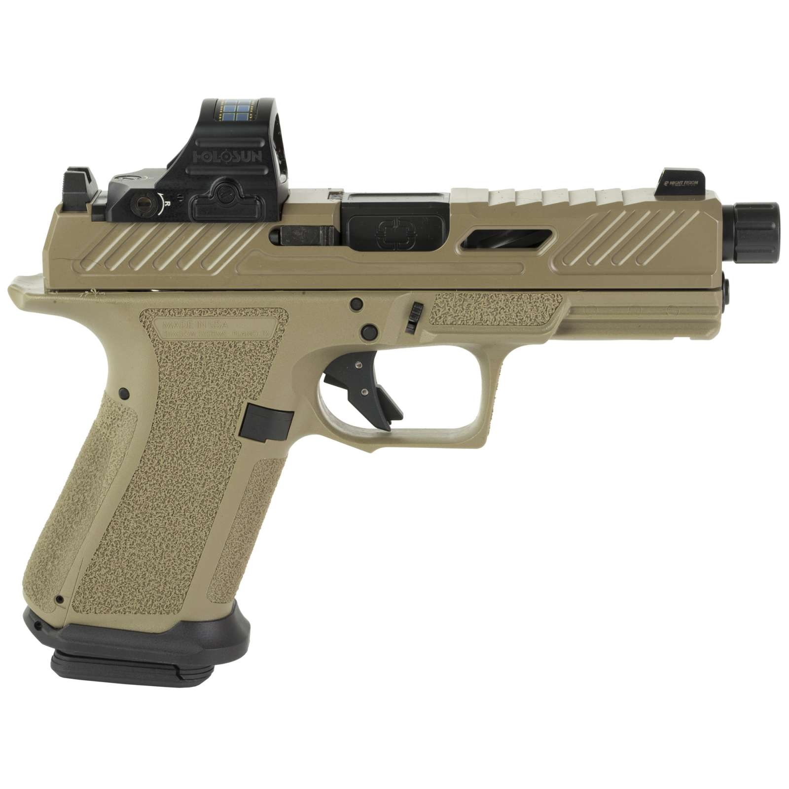 SHADOW SYSTEMS MR920 ELITE SLD OPTIC DLC HGA 9MM 4IN SPIRAL THRD DLC BBL FDE FRAME 2/15RD HOLOSUN