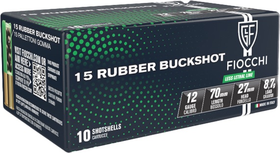 FIOCCHI RUBBER BUCKSHOT AMO 12GA 2.75 IN 15 PELLETS 10-RDS ( 25 BOXES PER CASE )