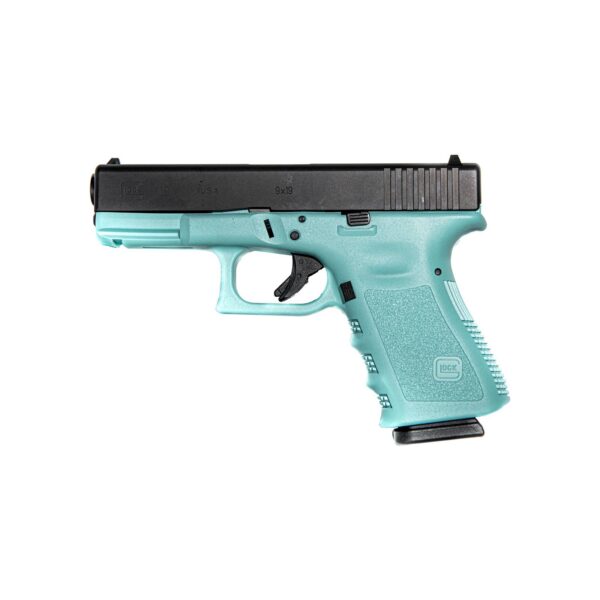 GLOCK 19 G19 GEN 5 HGA 9MM 4.0 IN BBL FS 5LB 3 15RD MAGS ROBIN EGG BLUE CERAKOTE FRAME