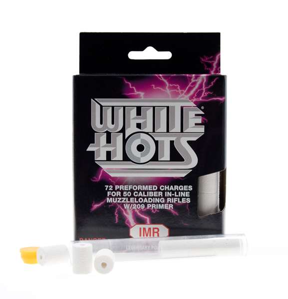 IMR WHITE HOTS 72/BOX POWDER PELLETS 50CAL ( 16 PER CASE )