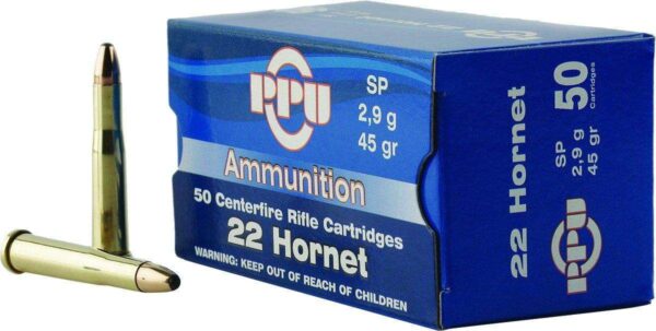 PPU STANDARD RIFLE AMO 22 HORNET 45GR SP 50RD (20 BOXES PER CASE)