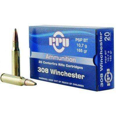 PPU STANDARD RIFLE AMO 308 WIN 165GR PSP BT 20RD (10 BOX CASE)