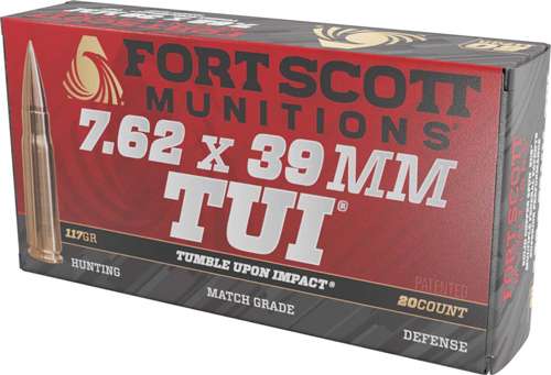 FORT SCOTT MUNITIONS LEAD FREE RIFLE AMO 7.62X39 117GR TUI BRASS CASE 20-RD ( 10 BOX  PER CASE )